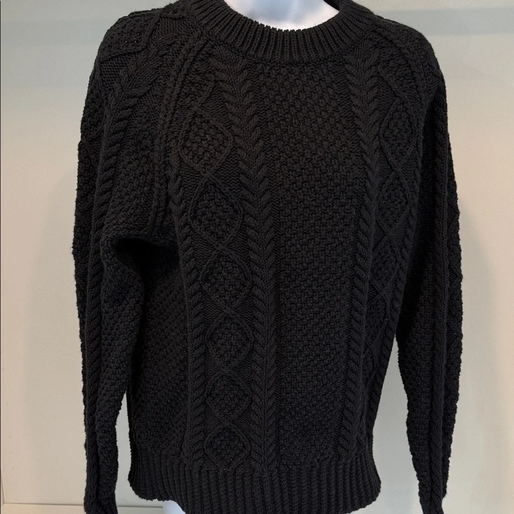 L.L. Bean Black Cable Knit Sweater - Picture 1 of 4